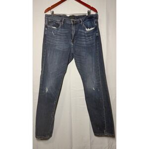Lucky Brand Jeans 38 x 32 Blue Distressed Straight Leg Denim Mens